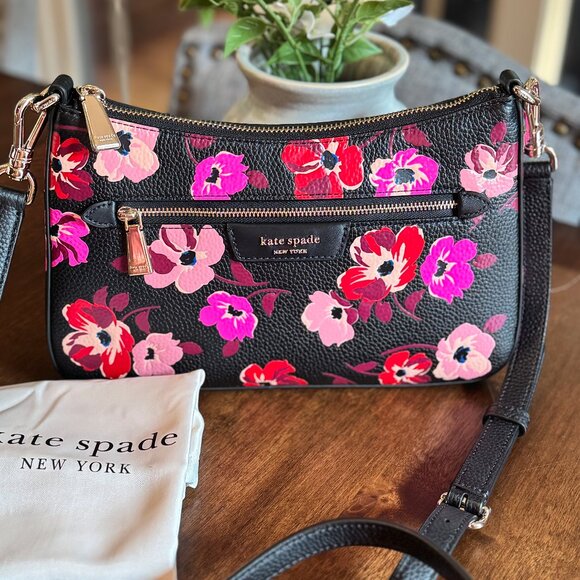 Kate Spade Hudson Fall Poppies Convertible Crossbody Clutch Shoulder Purse - Picture 1 of 10